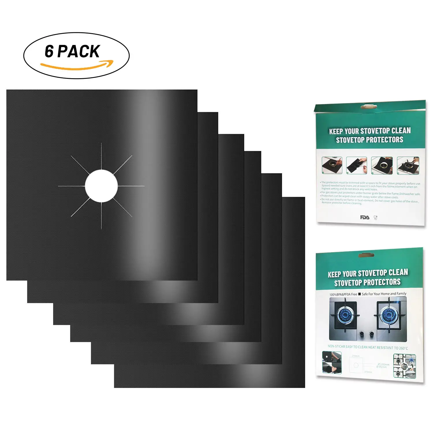 Reusable Easy To Clean Non-Stick Stovetop Burner Liners Heat Resistant Stove Burner Covers Gas Range Protector