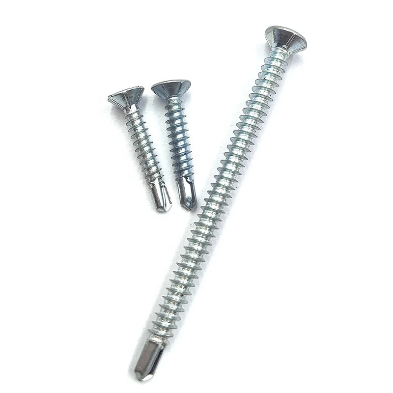 zinc plated countersunk head self drilling screw type 17 tek screw Factory price C1022A carbon steel self tapping