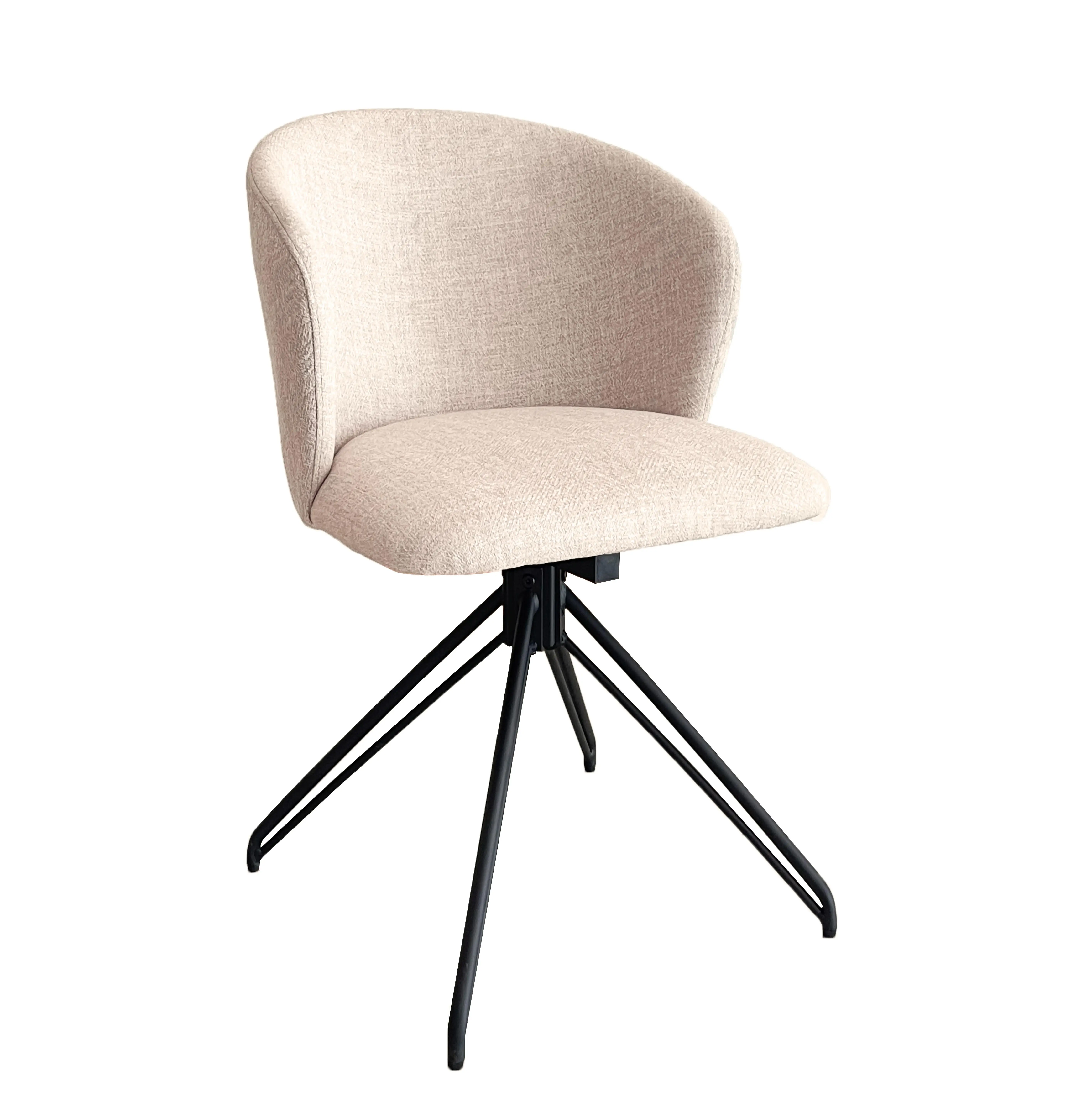 2024 Hot Sale and Cheap Dining Swivel Chair Optional Colors PU Leather Bow Chair with Chrome Metal Tube Legs