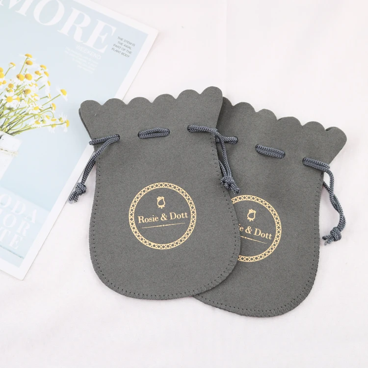 Wholesale custom suede jewelry pouch packaging with logo