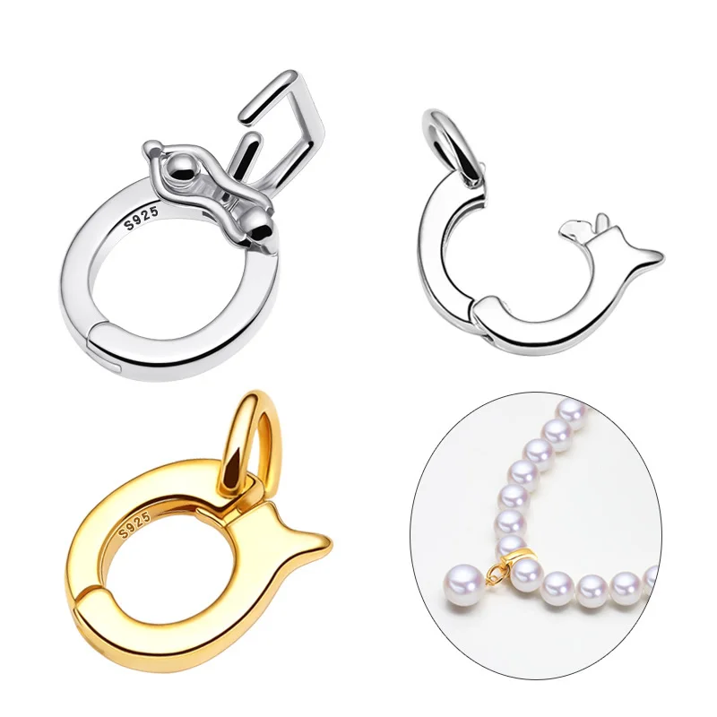 XD  P2554 DIY connection buckle 925 Sterling Silver Necklace Connection Buckle Jewelry Connector Pendant buckle