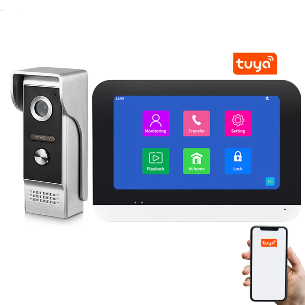 Factory Direct 7 Inch Wired Video Doorphone 1080P Tuya Video Doorbell Camera Video Door Phone Intercom system