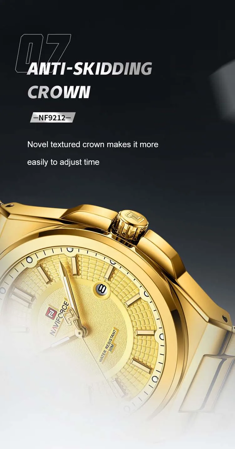 NAVIFORCE NF9212 luxury personalized man quartz watch nice Stainless steel band Luminous date display Minimalist business watch