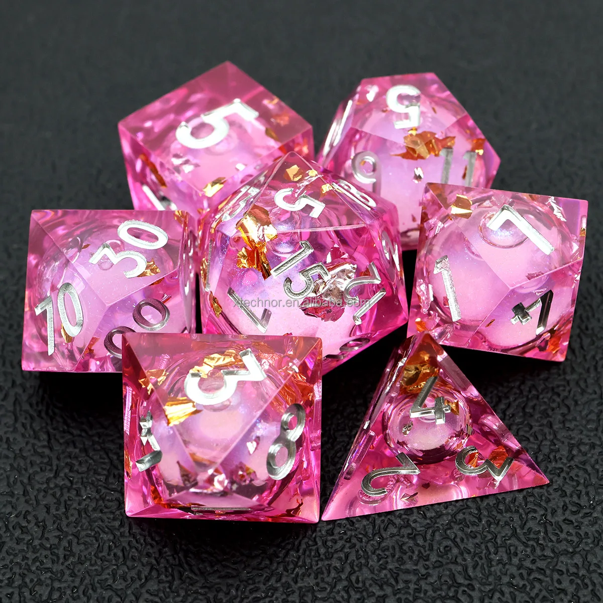 Resin DND Dice Set RPG Board Games Polyhedral Sharp Edge Dice  DND Gift Handmade Role Playing Table Game Dices-Liquid 13