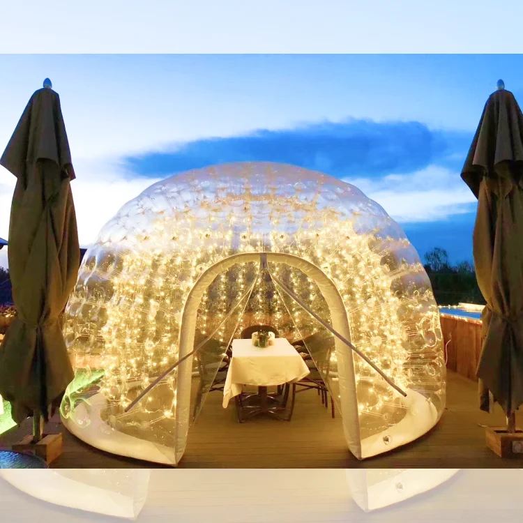 Commercial kids party hotel hemisphere tent design outdoor waterproof inflatable clear bubble house room