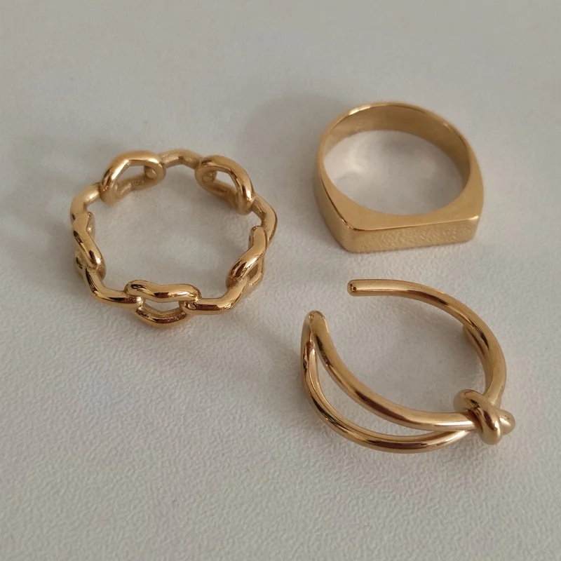 Non Tarnish 18K Gold Plated Ring Women Stainless Steel Fine Jewelry Rings