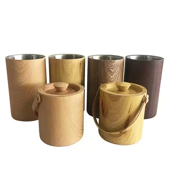 High Quality Wooden Ice Bucket Luxury Wine  Beverage Coolers Traditional Wood Grain Craft