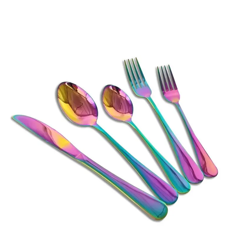 Iridescent Rainbow Colours Cutlery Flatware Sets Stainless Steel 430,metal Restaurant / Hotel / Household Spoon