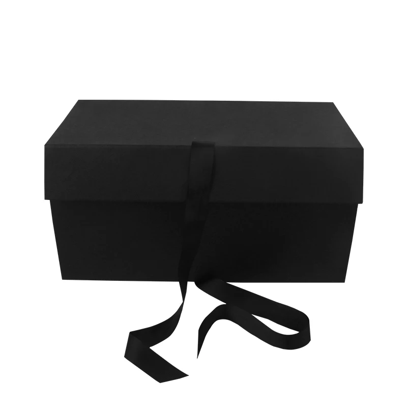  Black Packing Gift Box Customized Simple Folding with Ribbon Universal