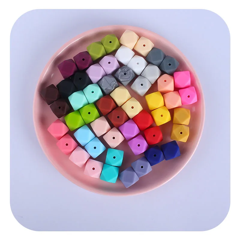 14mm octagonal silicone bead teething toy Baby products DIY teether bracelet pacifier chain necklace jewelry accessories