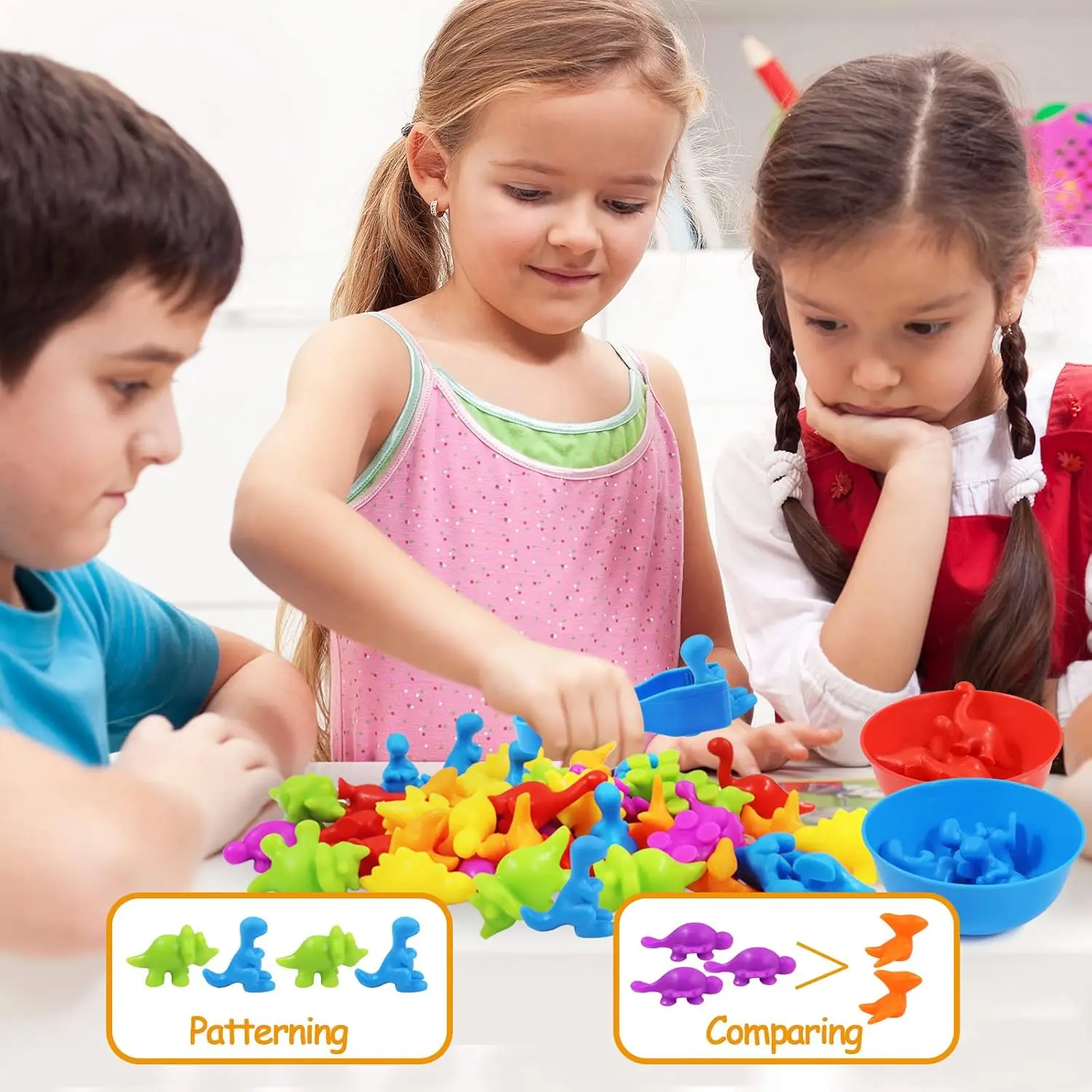 Math Montessori Fine Motor Skills Sensory Animals Toy Sets Gift,Matching Stacking Toys With Bowls,Counting Sorting Toys