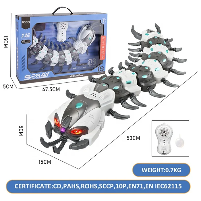 Electronic 2.4g Rc Toy Music Dance Light Mist Spray Robot Toy Remote Control Centipede Rc Animals Halloween Christmas Gift