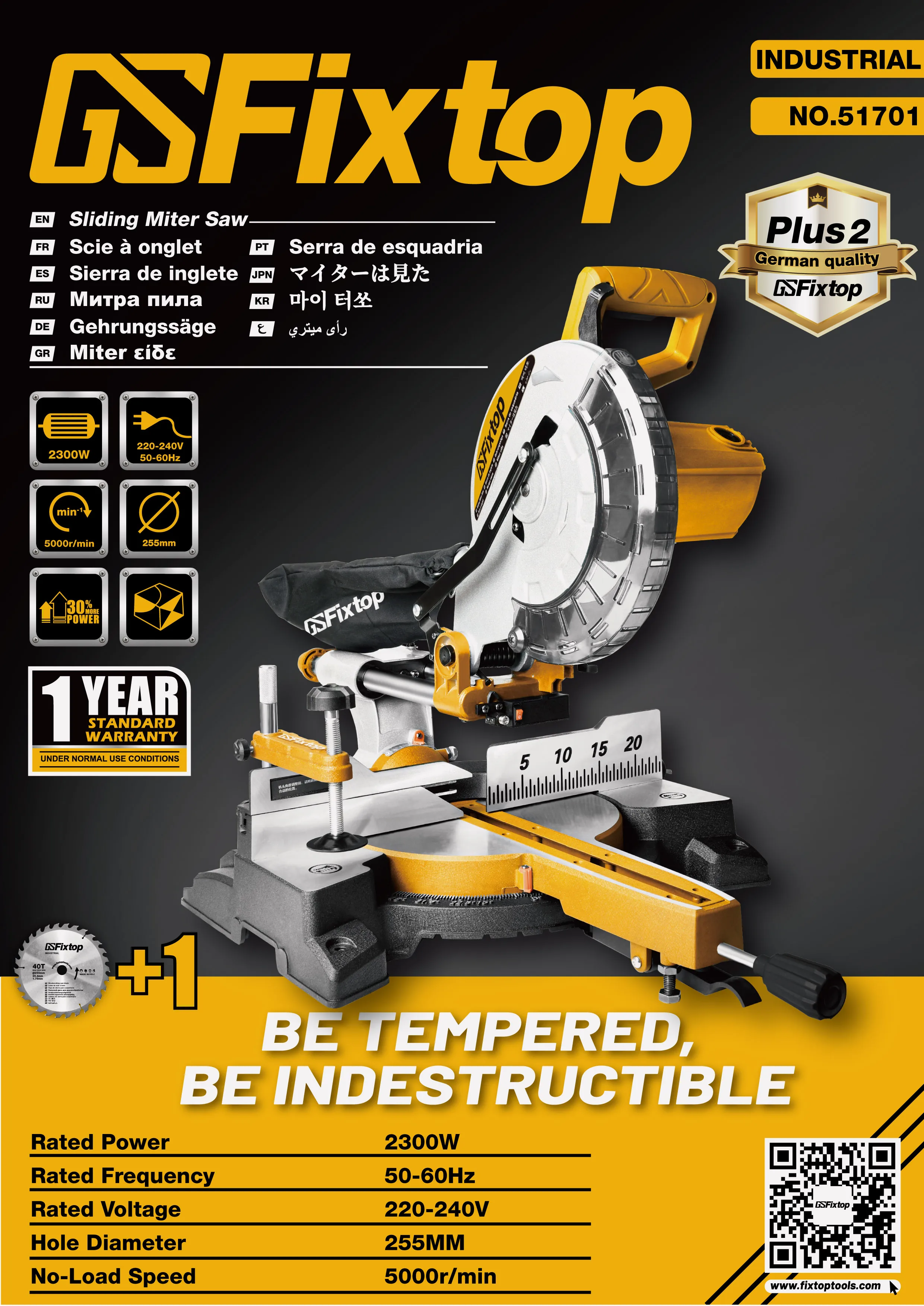 High Quality Sliding Torque Efficiency Thicker Taller Baffle Miter Saw 2300w Sliding Machine