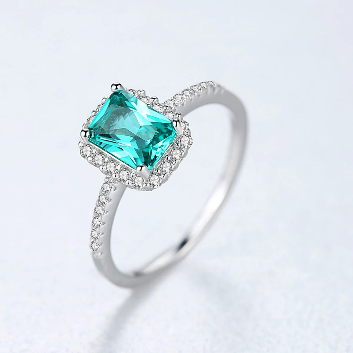 surprise price classic design engagement jewelry 925 sterling silver square green emerald gemstone wedding rings for women