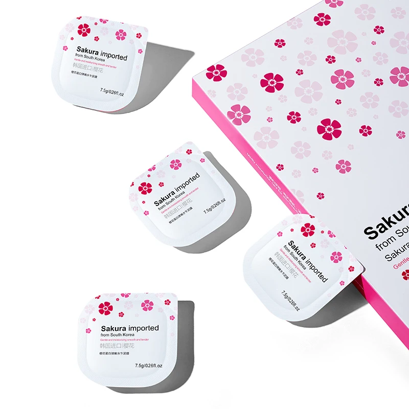 Organic OEM Customized Moisturizing Repairing Cherry Sakura Protein Elastic Softening Disposable Facial Mud Mask Korea