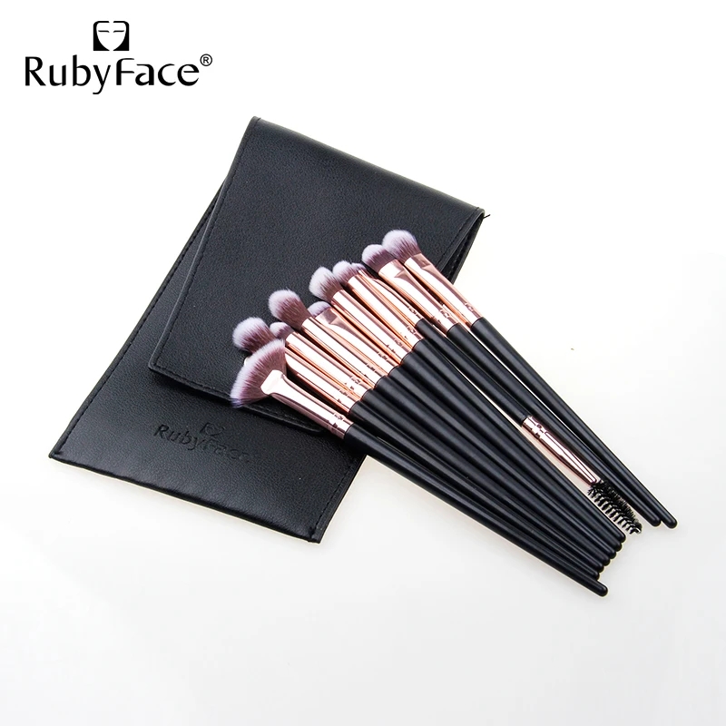 RubyFace makeup brush  eyebursh 10 pcs makeup eyesbrush set with pouch bag case