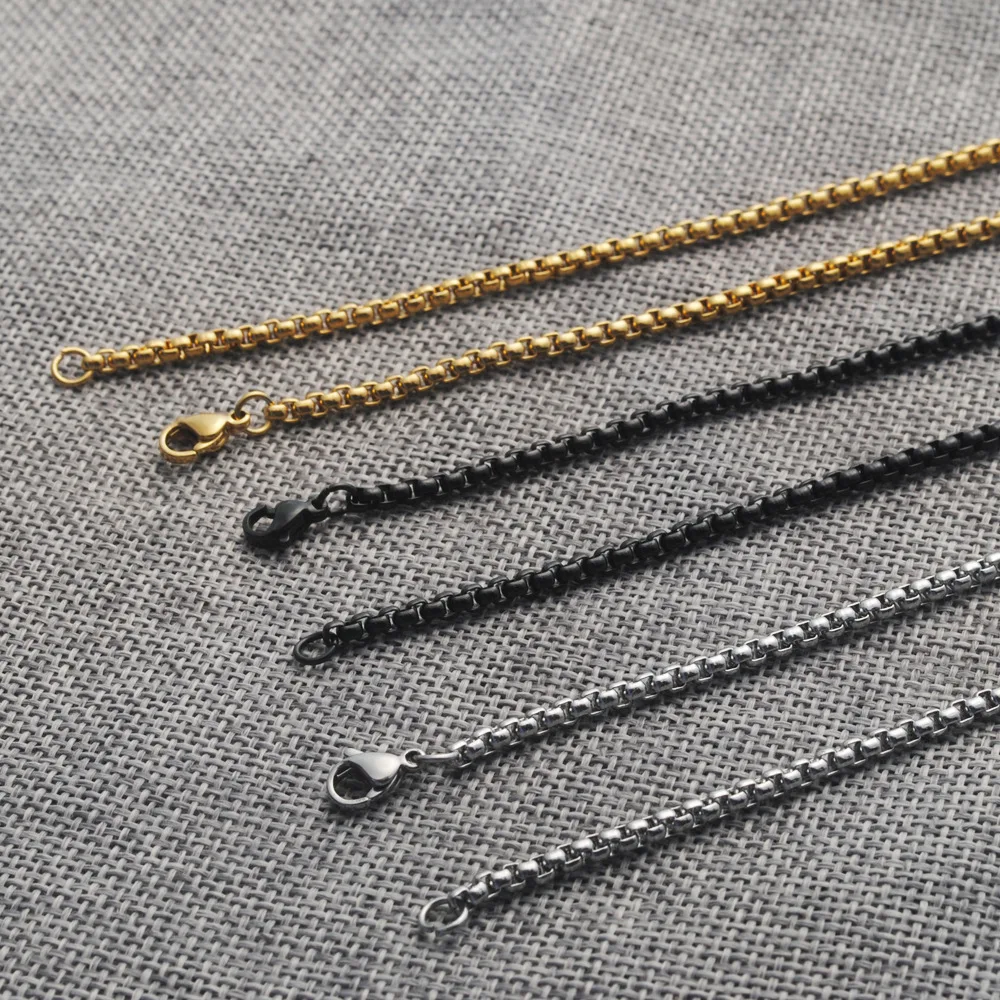 Wholesale Stainless Steel Necklace Chains Bulk Gold Silver Black Box Chain Necklace Diy Necklace Accessories for Unisex