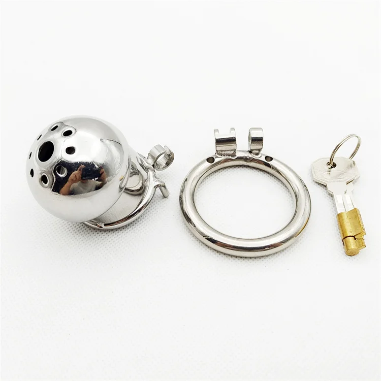 Male Stainless Steel Cock Cage with Barbed Anti-off Ring Chastity Device Ring with Stealth New Lock Sex Toys