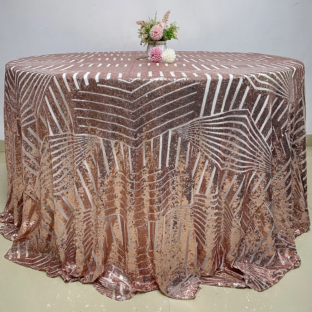Newfashioned High Quality Wedding  Rose Gold Sequin Tablecloth