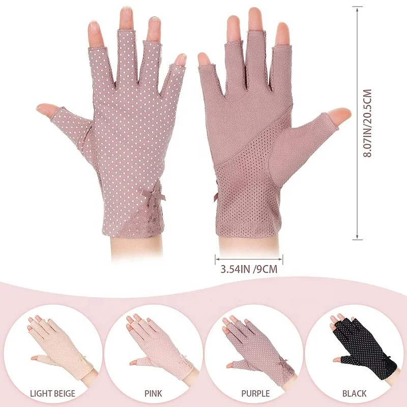Women Half Fingers UV Protection Anti Sunblock Gloves For Summer Driving Riding