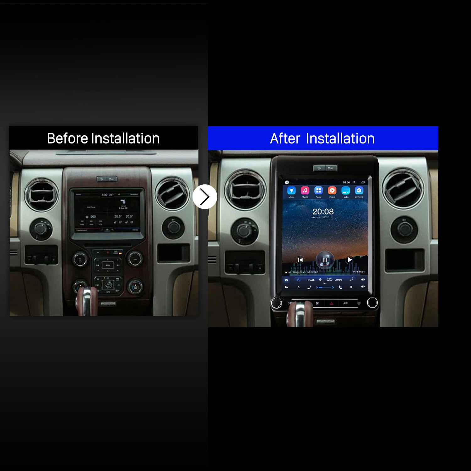 Navihua Tesla Style Vertical Screen Android Car Multimedia System GPS Navigation Car DVD Player For Ford F150 2009-2013 Carplay