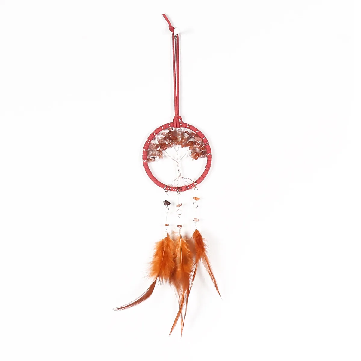 Wholesale Dream Catcher Car Hanging Accessories Natural Crystal Chips Feather Dream Catchers