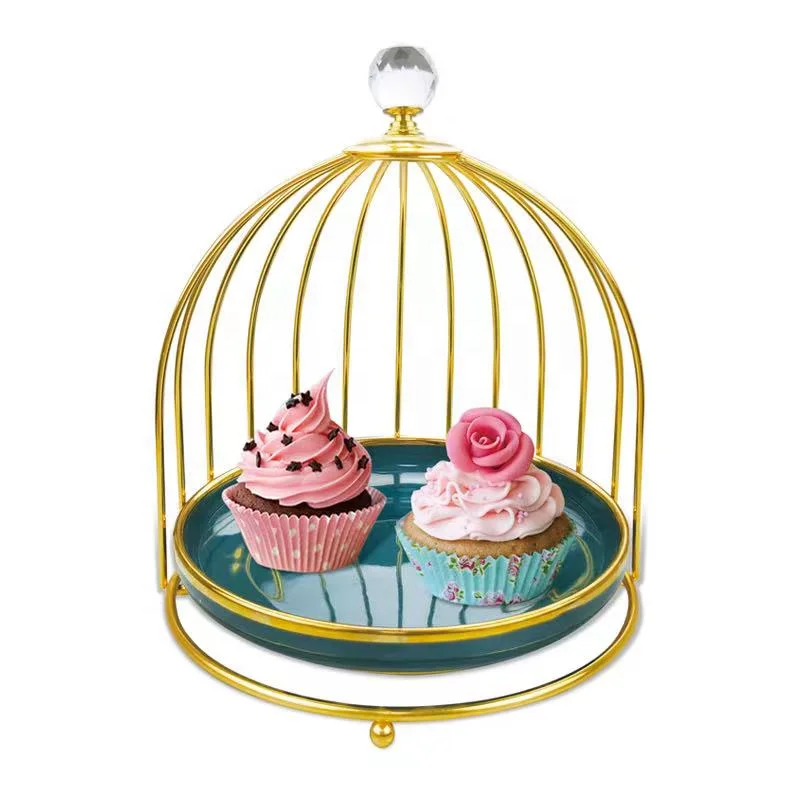 3 Tier Golden Serving Dessert Stand Display Restaurant Food Cupcake Storage Rack Wedding Decor Luxury Birdcage Cake Stand