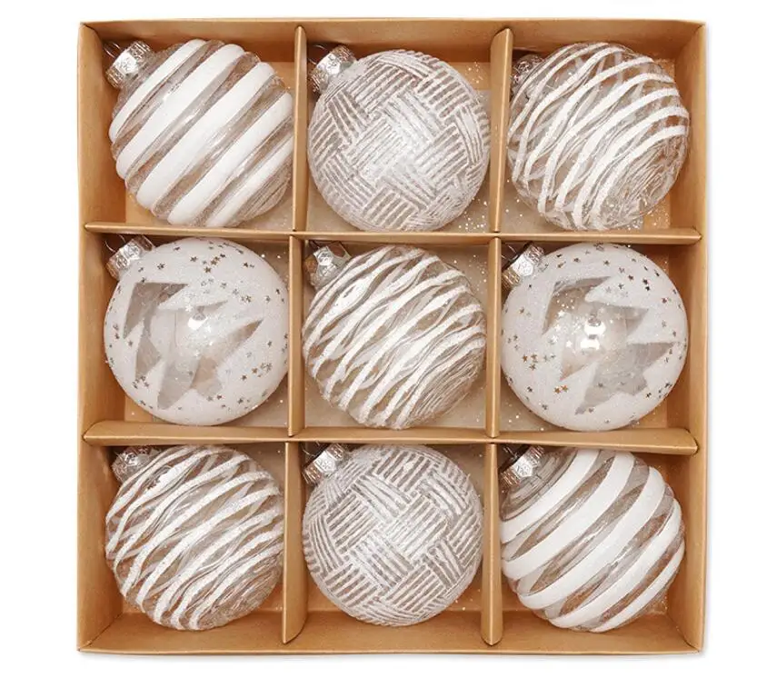 White Christmas Balls Stock Party Home Christmas Decoration Snow 10cm White Christmas Balls