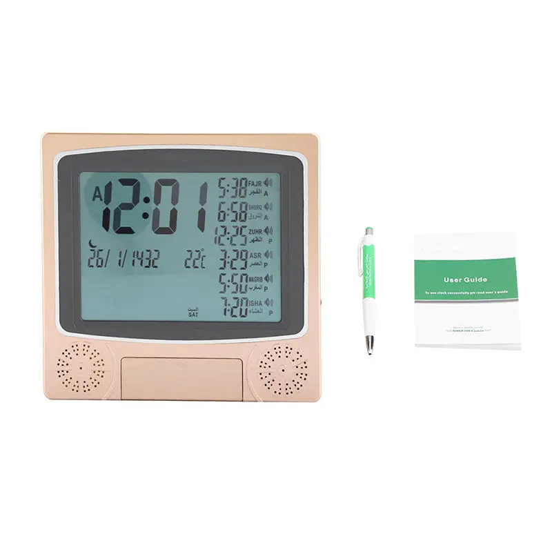 Hot Selling  Islamic mosque prayer Muslim gift LCD alharameen azan clock desktop