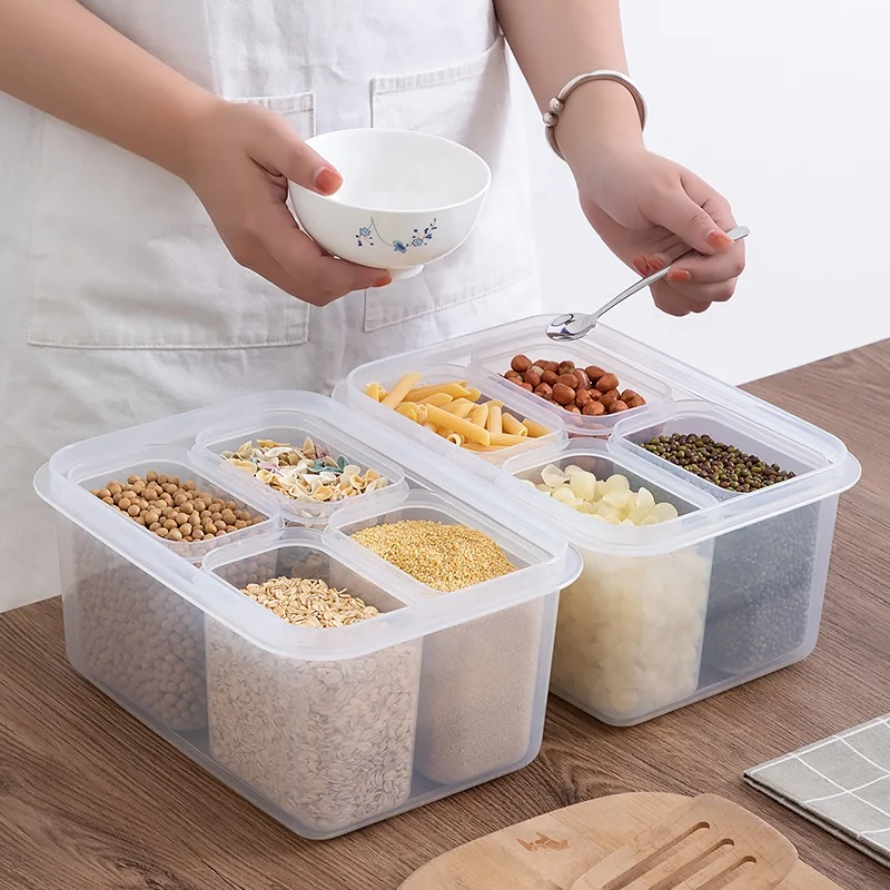 Kitchen Salt Organizer Grains Beans Storage Jar Cereal Plastic Containers For Food