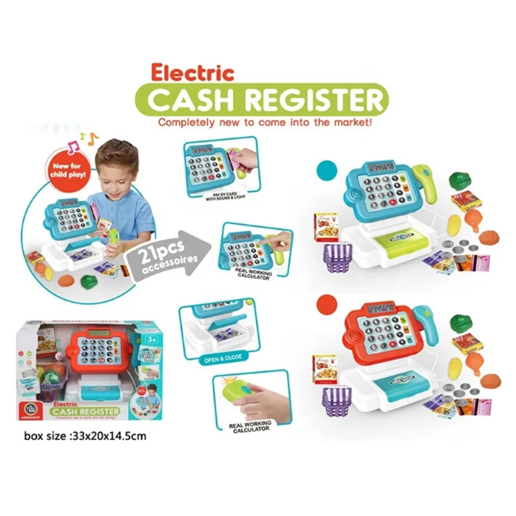 2024 New Design Unisex Plastic Pretend Play Toys Hot Supermarket Game Shopping Kids Cash Register Toy Trolley Preschool