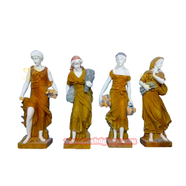 Outdoor garden Street Landscape Design Luxury Stone art Sculpture Marble Four Seasons Goddess Statues