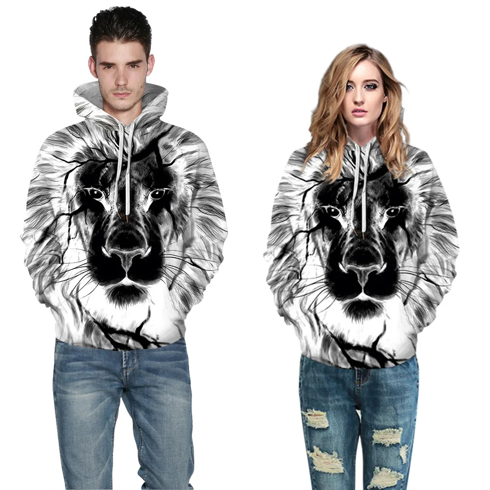 Fashion Casual Hooded Sweater Manufacturer Men Sweater With Hood Digital Printing Couple Hooded