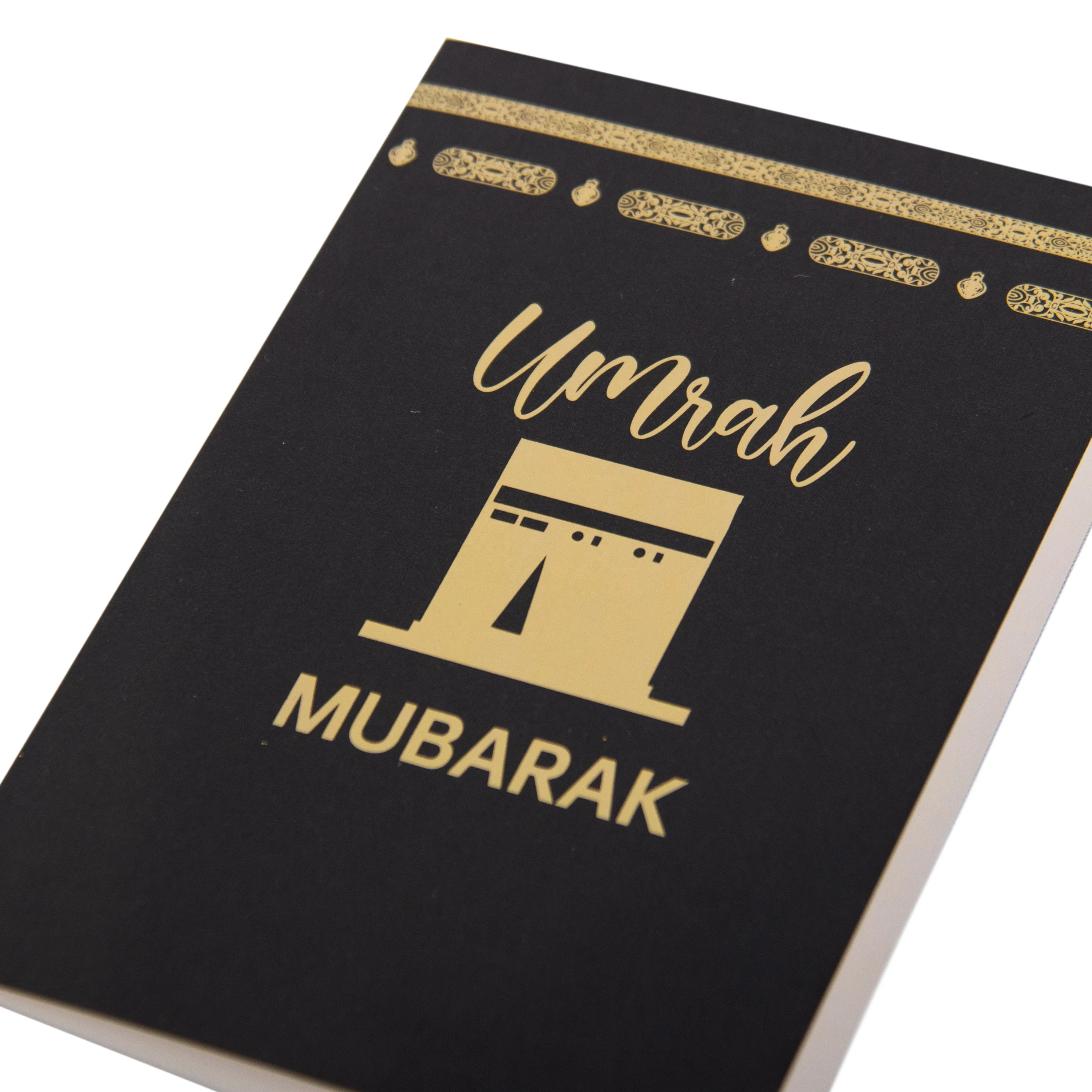 Muslim Umrah Invitation Cards With Envelope Umrah Decoration Islamic Gold Foiled Umrah Mubarak Greeting Card