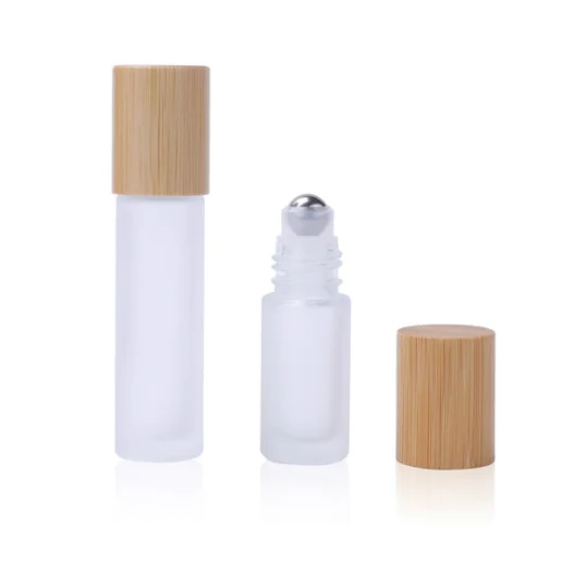 Gemstones Rose Quartz Stainless Steel 10Ml Mental Essential Oil Perfume Roller Ball Cap Insert Glass Roll On Bottles