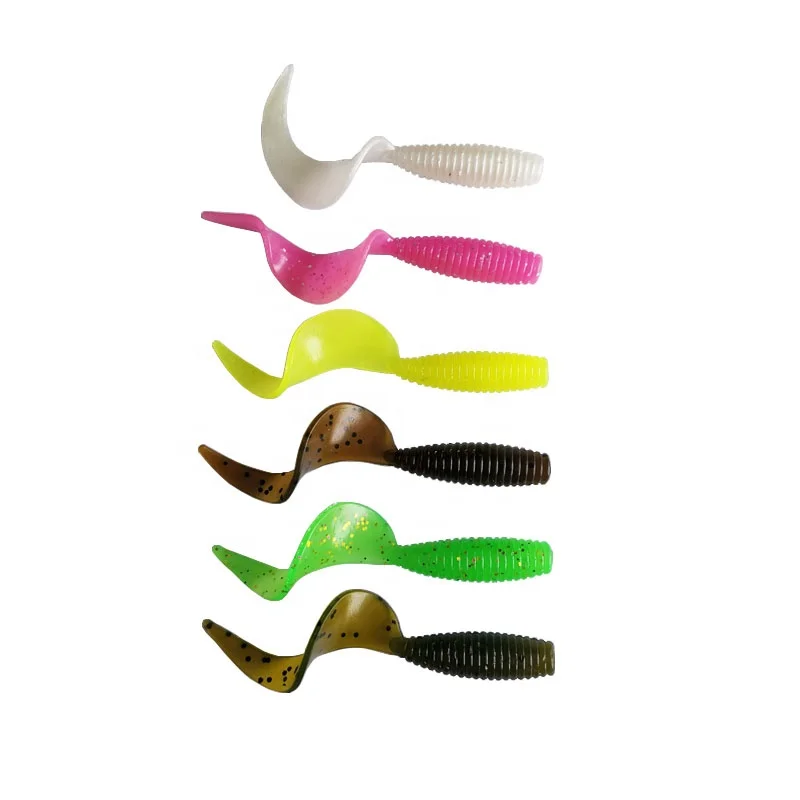 silicone coiling tail lure 50mm/70mm worm lure fishing soft plastic fishing lures
