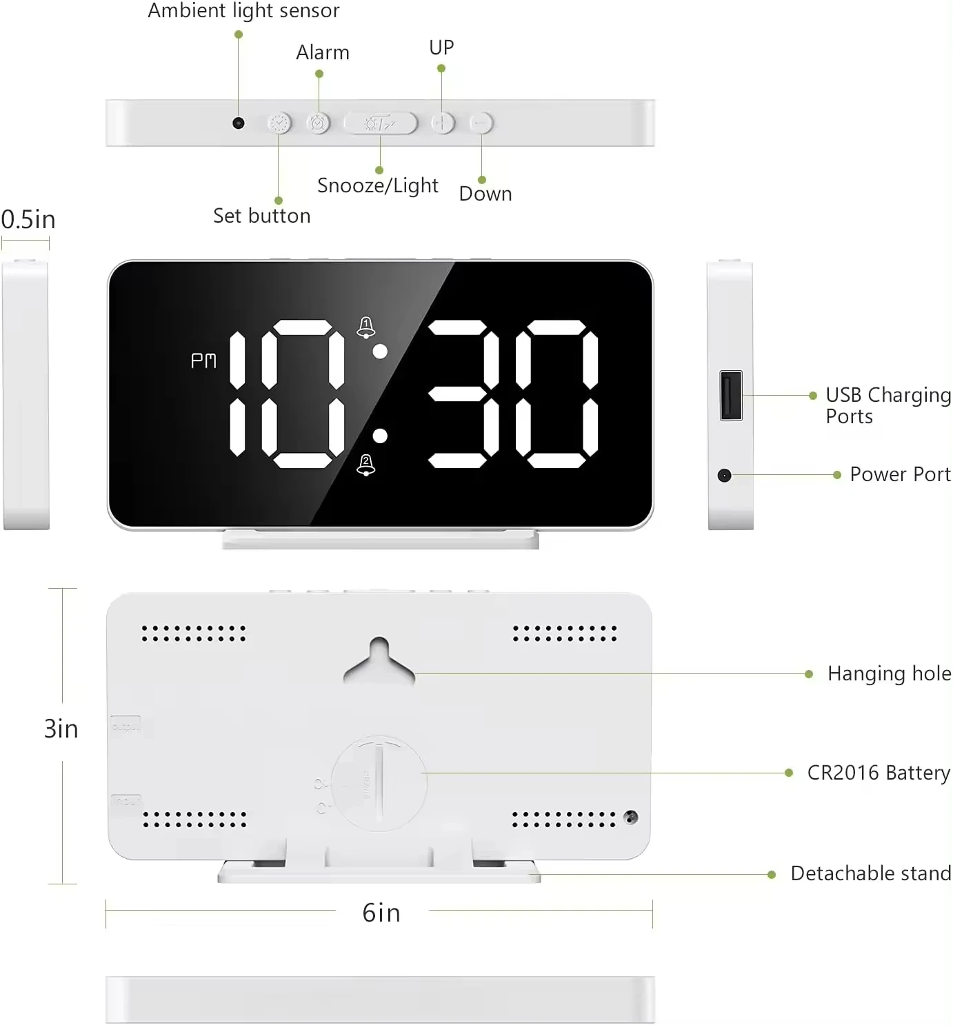 The most popular calendar temperature digital desk table wall clock led mirror alarm clock