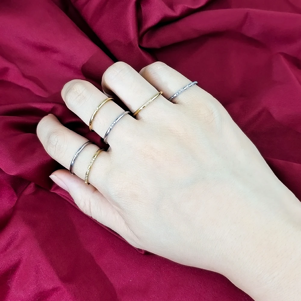 Japanese-style titanium steel fine ring three diamond ring female niche design light luxury ins tide net red tail ring