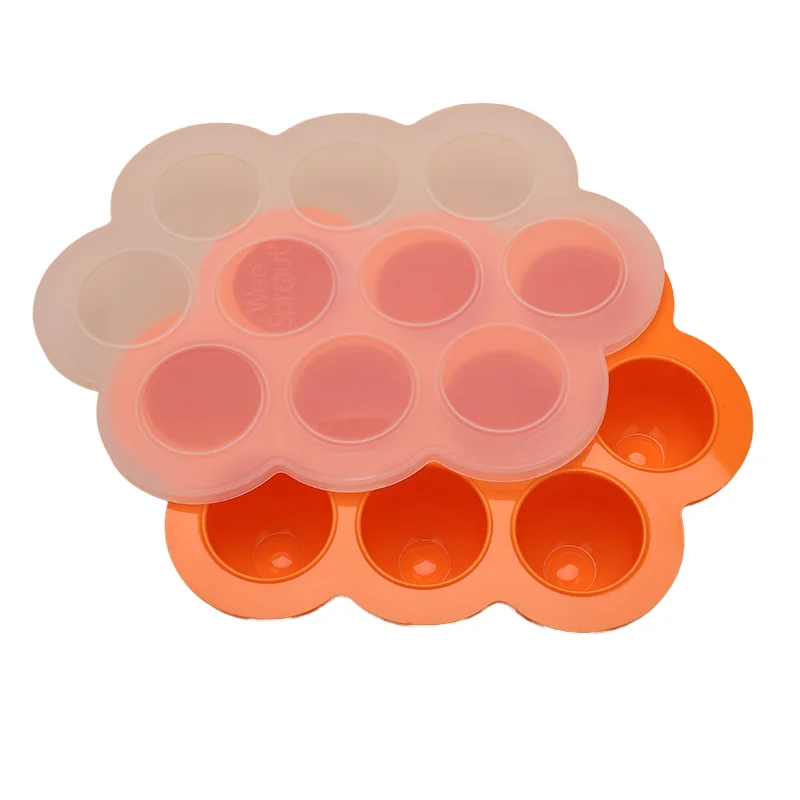 KingKam Wholesale Soft Silicone Baby Food Storage Containers Quick-Freeze Safe Ice Cube Tray Lid for Kids Dining Reusable