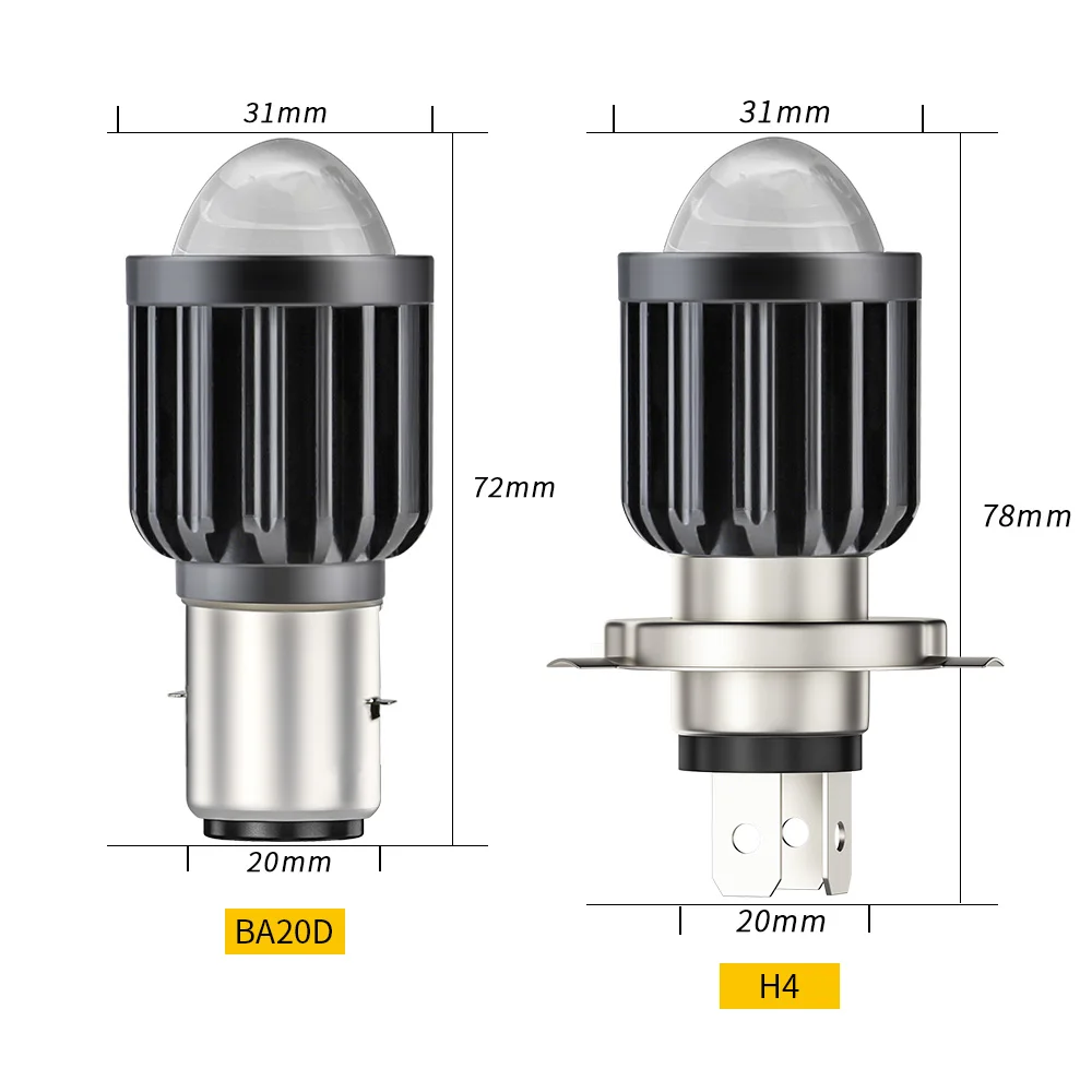 H6 BA20D H4 LED Motorcycle Headlight Bulbs 20W Lens Scooter Fog Lights 2color H4 LED Moto Lamp  LED Motorbike Lamps