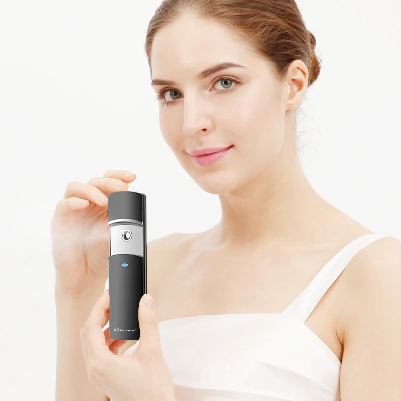 Nano Facial Steamer Handy Mini Mister Mist Sprayer Visual Water Tank Moisturizing&Hydrating Black Face Steamer 9ml Mini