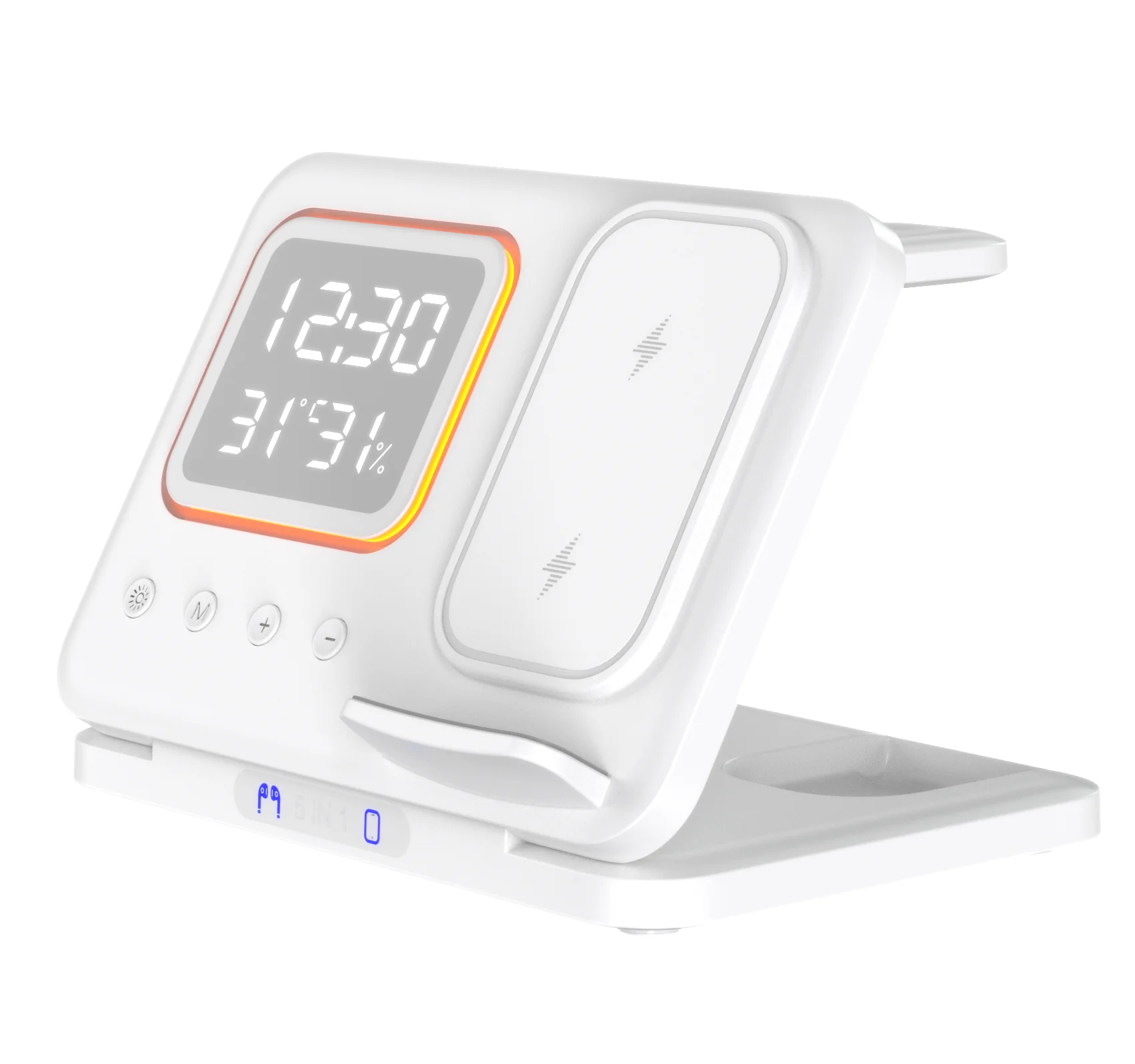 2025 Factory Wholesale Price Fast Charging Station Multifunctional 3-in-1 Wireless Charger With Night Light Alarm Clock