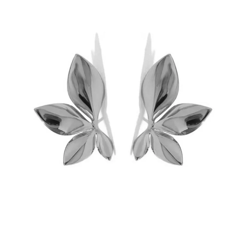 Fashion Vintage Leaf Shaped Earrings Minimalist Glossy Flowers Leaf Earrings Gold Plated Leaves Shape Unique Earrings