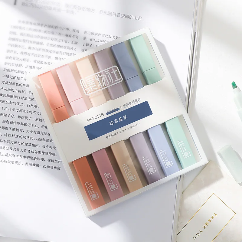 fluorescent 6 color color pen eye protection soft brush set large capacity marker pen