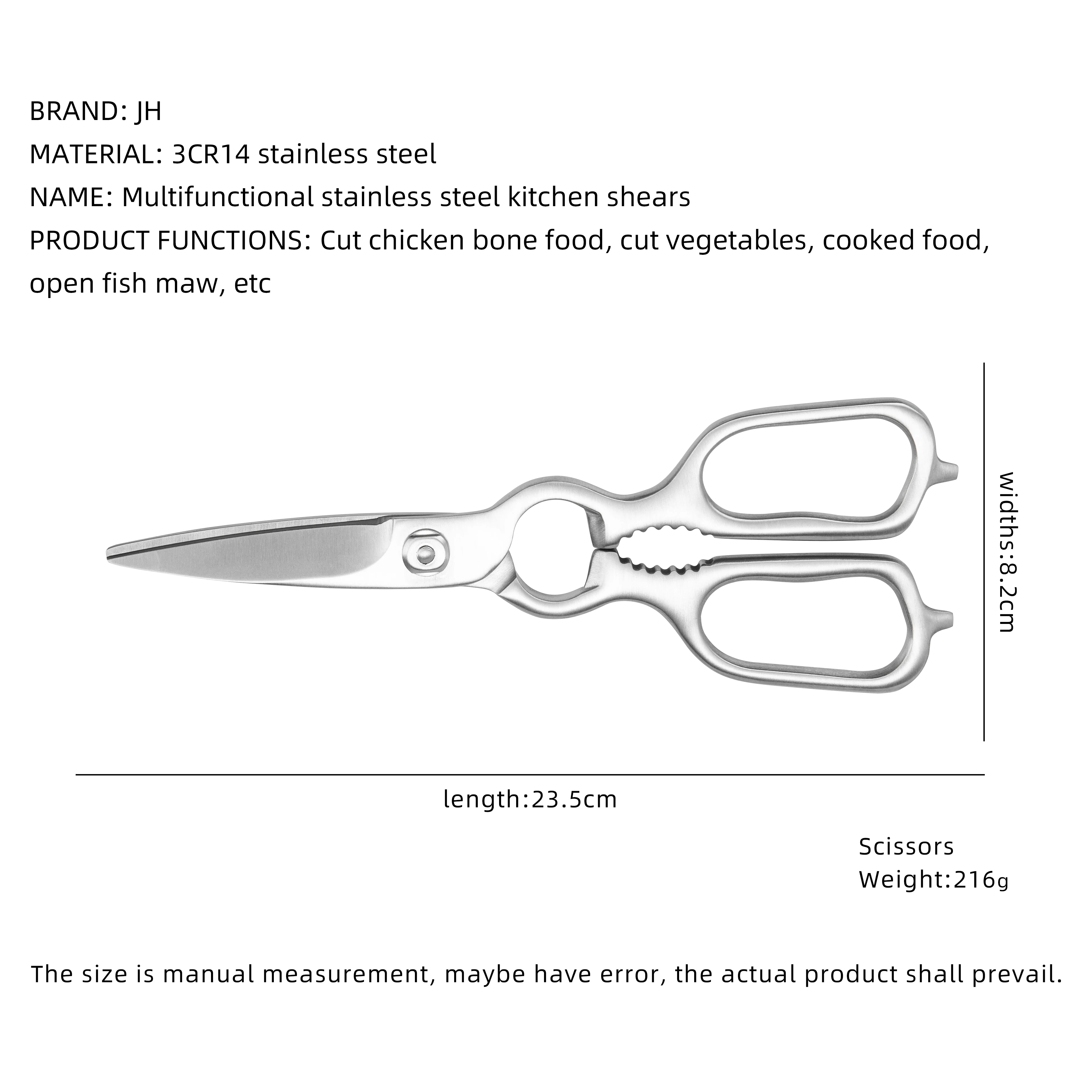 Full Tang Multifunctional Kitchen Scissors for Home Kitchen Use Chicken Bone and Vegetable Cutting