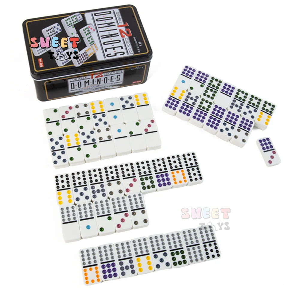 Double 12 в жестяной коробке Dot of Domino игры для детей и взрослых настольные игры
