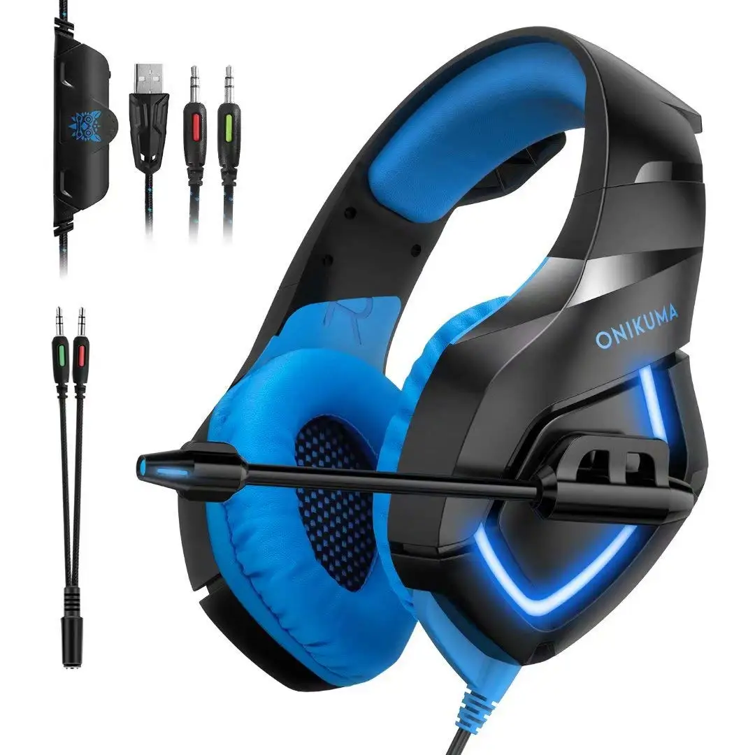 Best Sellers Onikuma K1-B PC Gaming Headphones with LED Light Gactory Wholesale High Quality Gaming Headset