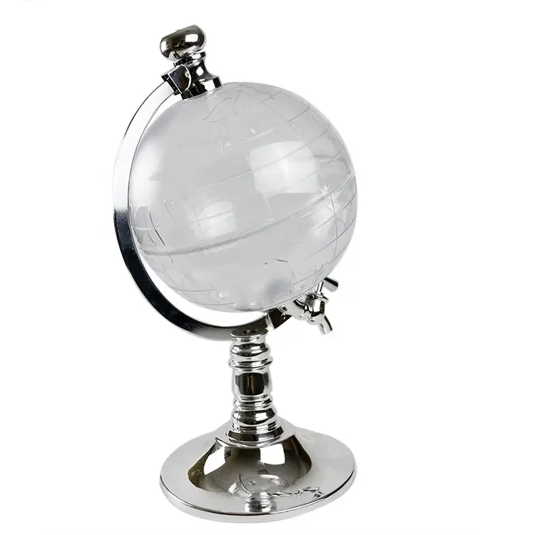 Dispenser Jar with Tap for Water Tea Juice Beer whiskey globe decanter with metal base