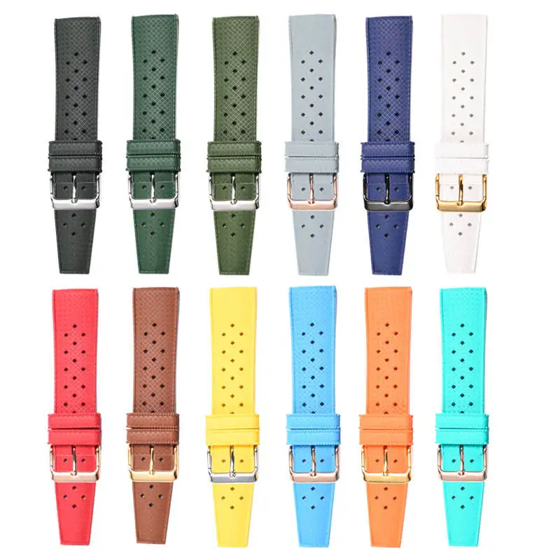 Best seller Tropical strap FKM rubber watch bands waterproof sport diving wristband bracelet 18mm 20mm 22mm