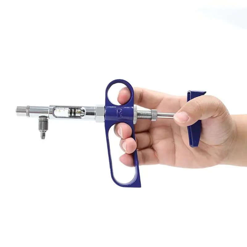 B type Gun Continuous Vaccine Syringe for Veterinary Use 2ml 5ml 10ml Adjustable Quantitative Metal Continuous Syringe